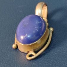 ANCIENT VICTORIAN ANTIQUE AMULET STERLING PENDANT SILVER BLUE RARE STONE OLD picture
