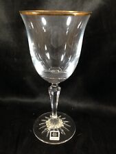 MILLER ROGASKA Crystal Slovenia Gold Trim Wine Glass Stemware picture