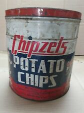 Rare VINTAGE 1950'S ChipZels POTATO CHIPS 3 LB TIN Sign Advertisment picture