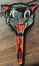VINTAGE HALLOWEEN BLACK CAT NOISE MAKER CLAPPER TOY, U.S. MFG. CO. 1940s - 1950s picture