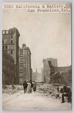 California & Battery Street Ruins 1906 Earthquake San Francisco CA Postcard UDB picture
