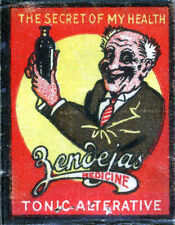 1920's  Medical Quackery ZENDEJA'S TONIC Safety First Match Cover. Rare. picture