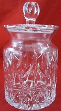 Vintage ORNATE CARVED GLASS JAR Removable Lid Glassware Sunburst Pattern Neck picture