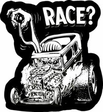 RACE OLD SCHOOL RAT FINK RAT ROD HOT ROD MUSCLE CAR VINTAGE PERFORMANCE STICKER picture