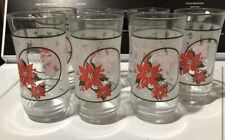 Vintage 80s Coca-Cola Poinsettia Frosted (7) Christmas Glasses picture