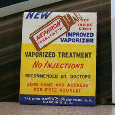 Vintage Matchbook G7 Circa 1940 Nephron Asthma Vaporizer Doctor Medical Medicine picture