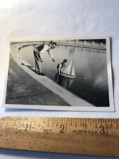 Vintage Original Photo Photograph 1948 Child & Pond Boat picture