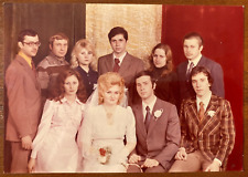 Beautiful men and women at the wedding, bride and groom Vintage photo picture