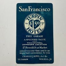 1929 Hotel Turpin San Francisco Hotel Garage Advertising 3 3/4