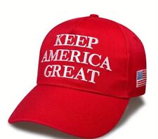 Trump 2024 MAGA Keep America Great Large Print With American Flag & 45 Red Hat picture