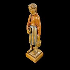 Vintage Italy OTCO Peasant Girl Figurine Wood Composite 8.5 in H picture