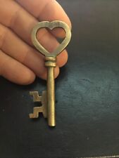 Victorian Heart Key Metal Patina Brass Castle Valentine Skeleton Collector GIFT picture