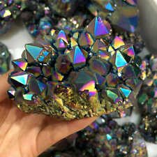 100G Natural Rock Rainbow Aura Titanium Quartz Crystal Cluster Specimens Healing picture