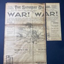 Antique April 2 1898 Saturday Blade Spanish American Civil War Newspaper Damaged picture