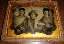 Civil War Era Ambrotype Photo Two Men Soldiers Holding Women Outlaw? in Custody picture