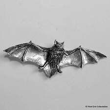 Bat in Flight Pewter Pin Brooch -British Handmade- Vampire Halloween Gothic picture