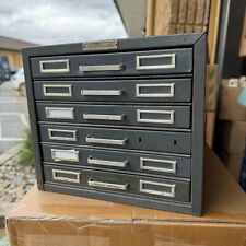 Vintage STEELMASTER Small Metal Flat File Cabinet w/ 6 Drawers - Small Parts  picture