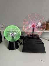Vintage "Plasma Lamp" Lightning Ball Globe Static Lamps 8" & 6" set picture