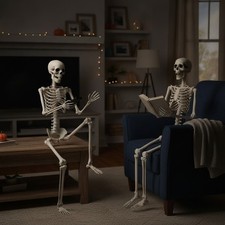 5.9FT Skeleton Halloween Life Size Decor with Posable Joints GLOWING EYES picture