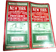 VINTAGE  SHIP COLONIAL NAVIGATION LINE NEW YORK BIRDS EYE VIEW MAP MAPS 1920 picture