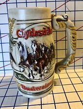 1983 Budweiser Collector Holiday Christmas Stein VTG 80's Mug Clydesdales Horses picture