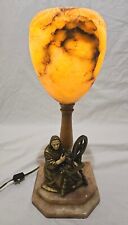 1925 J. Ruhl Woman at the Spinning Wheel    Marble Table Lamp 17