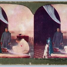 c1900s Japanese Russo War Convalescents Letter Home Stereoview Man Military V35 picture