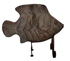 Large Antique Pottery Fish On Metal Stand picture