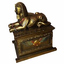 Vintage Ancient Egyptian Sphinx Sarcophagus Gold 9” Box / Figurine Fun picture
