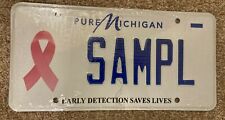 Breast Cancer Awareness Pure Michigan License Plate - SAMPL - UNUSED - SEALED picture