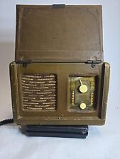1946 Motorola Model 65L11 Tube Suitcase Traveler Radio Leather Vintage Art Deco picture