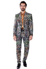 BARABAS Men's Camouflage Cotton Notched Lapel Suit 3SU28 picture