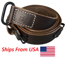Reproduction U.S Springfield WWII M1907 Leather Rifle Sling Steel Dark Brown  picture