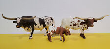 SCHLEICH Lot of 3 TEXAS LONGHORN BULL COW CALF  13684 13685 13721  RARE RETIRED picture
