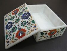6 x 4 Inches Marble Jewelry Box Multicolor Gemstone Inlay Work Accessories Box picture