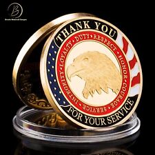 Military Thank You for Your Service Gold Challenge Coin picture