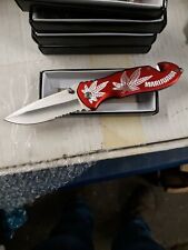 Marijuana Folding Resue Knife Red Spring Assisted  picture