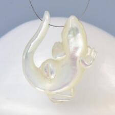 Gecko Lizard Carved White Mother-of-Pearl Shell Collection Jewelry Design 4.02 g picture
