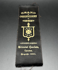 1880 GRAND COMMANDERY IOWA TRIENNIAL CONCLAVE CHICAGO KNIGHTS TEMPLAR RIBBON L97 picture