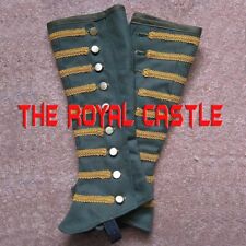 Men Green Wool Spats The Knee Gaiters Reenactment Braid Spat By The Royal Castle picture