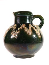 West Germany Rother Keramik Jug - Dark Green Iridescent Fat Lava - Mid Century picture