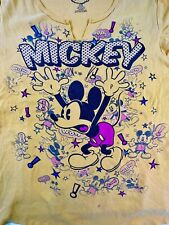 Disney Authentic Classic Studded Mickey Mouse Tee T Shirt Yellow Size XL Logo picture