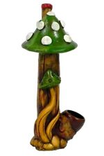 Green Tall Mushroom Handmade Tobacco Smoking Hand Pipe Toadstool Magic Decor Art picture