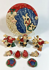 Vintage Popular Imports Christmas Santa 10 Piece Miniature Tea Set Holiday Lot picture