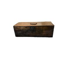 Vintage Wooden Tool Box Hinged Lid Removable Wood Tray Insert Handle Stained picture