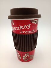Ceramic Coffee Travel Mug Gibson Monkey Around Sock Monkey Silicone Lid picture