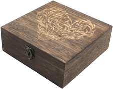 Wooden Memory Keepsake Boxes with Hinged Lids, Floral Heart Engraved Keepsake Bo picture