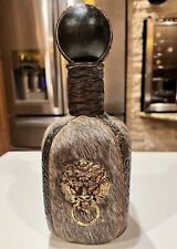 Vintage Cowhide Fur and Leather Covered Glass Liquor Decanter with Cork picture