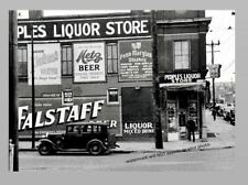 1938 Vintage Liquor Store PHOTO Beer Sign Falstaff Great Depression Nebraska  picture