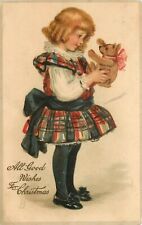 Tuck Christmas Ever Welcome Postcard 4. Frances Brundage Little Girl Teddy Bear picture